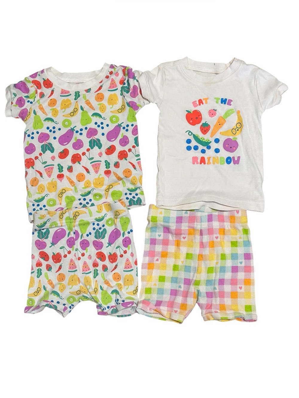 Old navy Kids eat the Rainbow Fruit veggie Pajama outfit Set 6-12 month set
